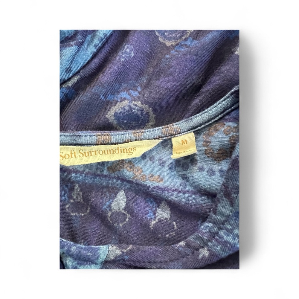 🆕 💙🌸 NWOT SOFT SURROUNDINGS Sitarra Blue Floral Jersey Knit Maxi Dress | Sz M - Picture 10 of 11